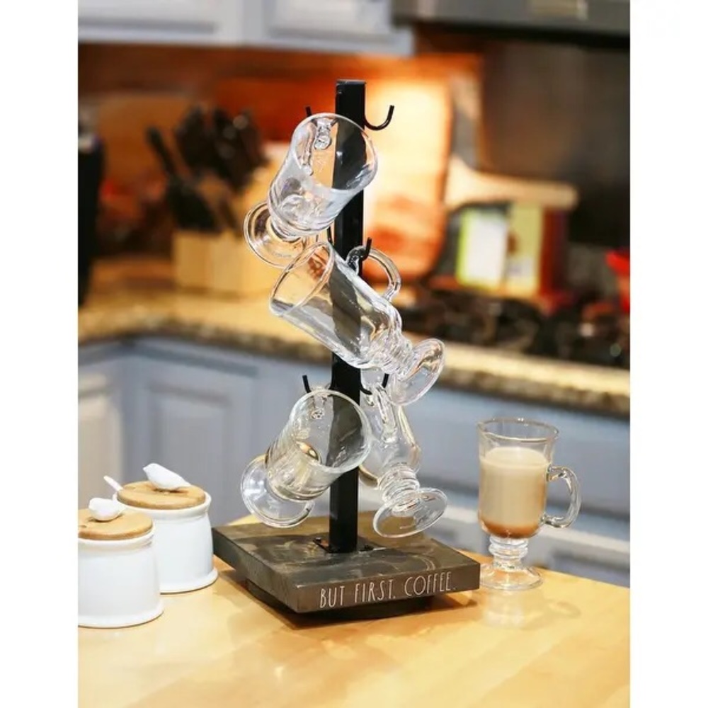 New Rae Dunn BUT FIRST COFFEE 6 hook mug holder